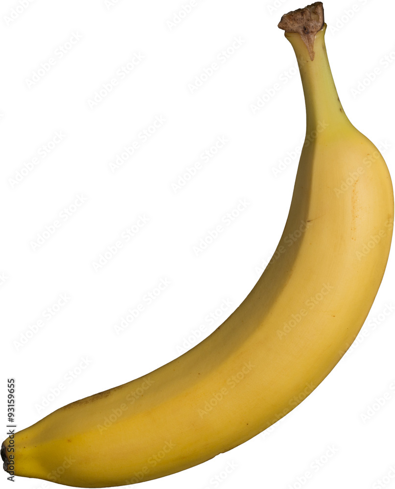 Side view of single banana isolated on white background StockFoto