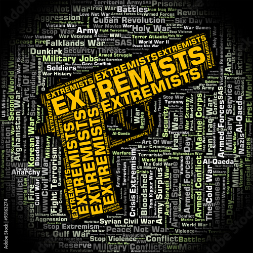 Extremists Word Means Bigotry Text And Wordclouds photo