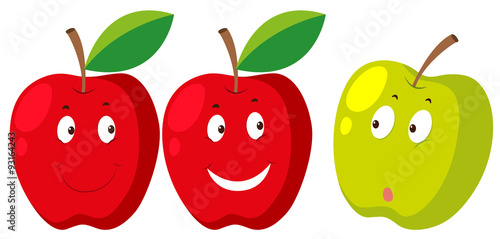 Fresh apple with faces