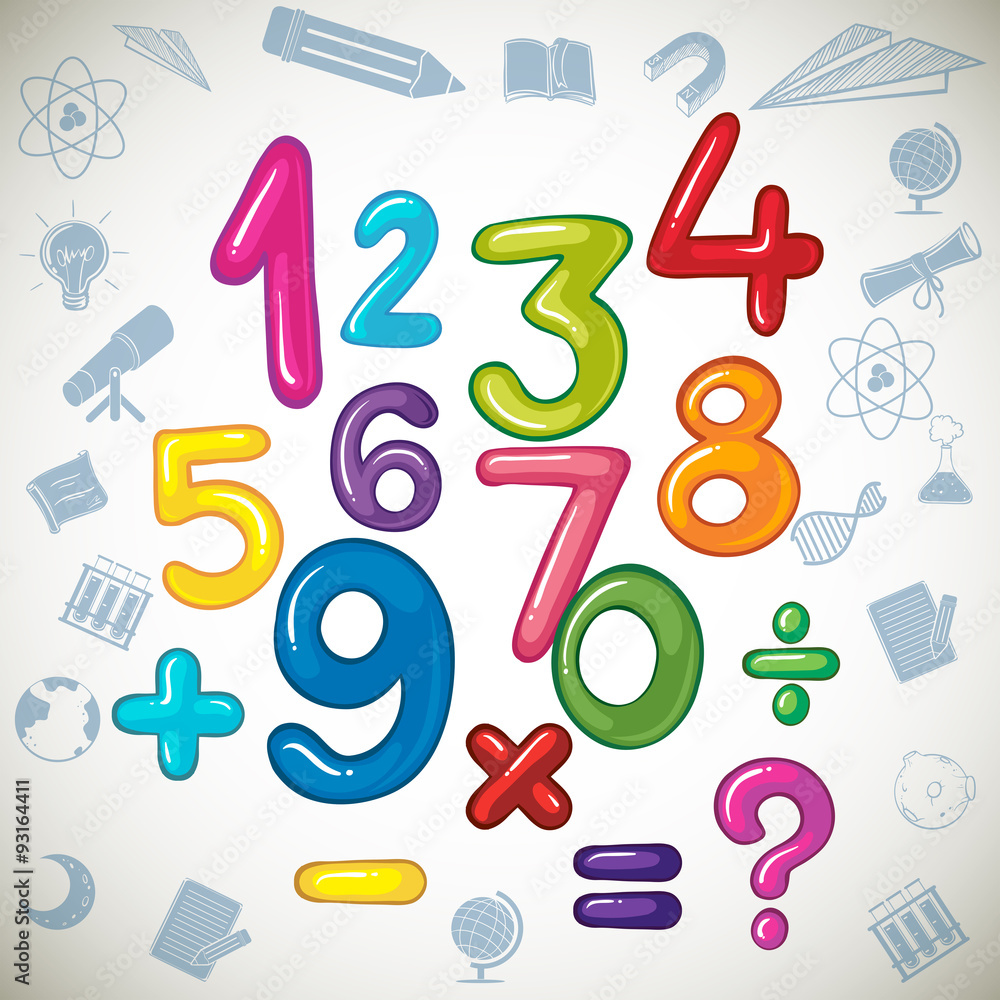 Fototapeta premium Numbers and math signs