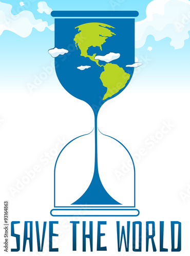 Save the world poster with sandwatch