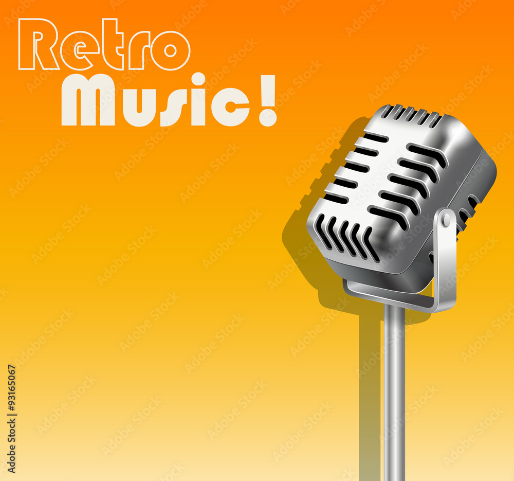 Microphone on orange background Microphone on orange background