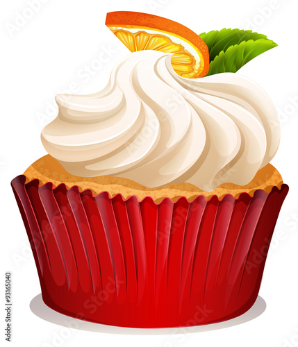 Cupcake with cream and orange