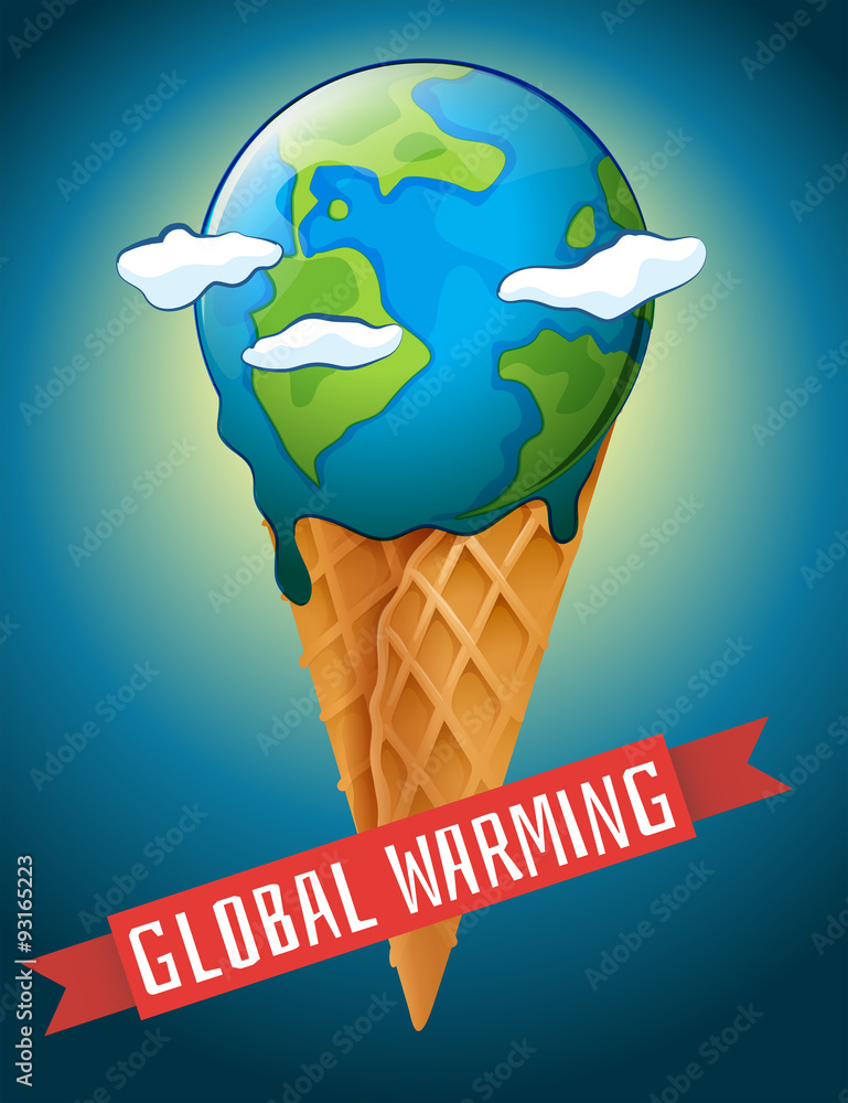Global warming poster with melting earth Stock Vector | Adobe Stock
