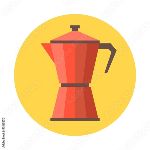 vector coffee moka pot, flat design