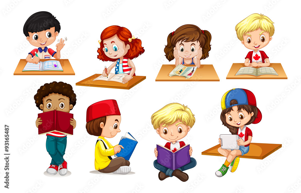 Children reading and writing