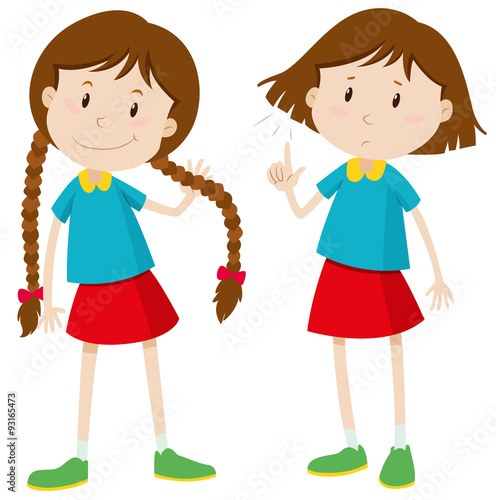 Little girl with long and short hair