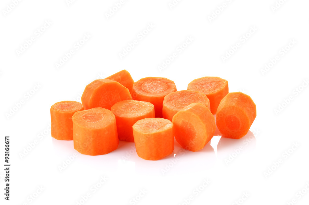 Fresh carrot slice on a white background Fresh carrot slice on a white background