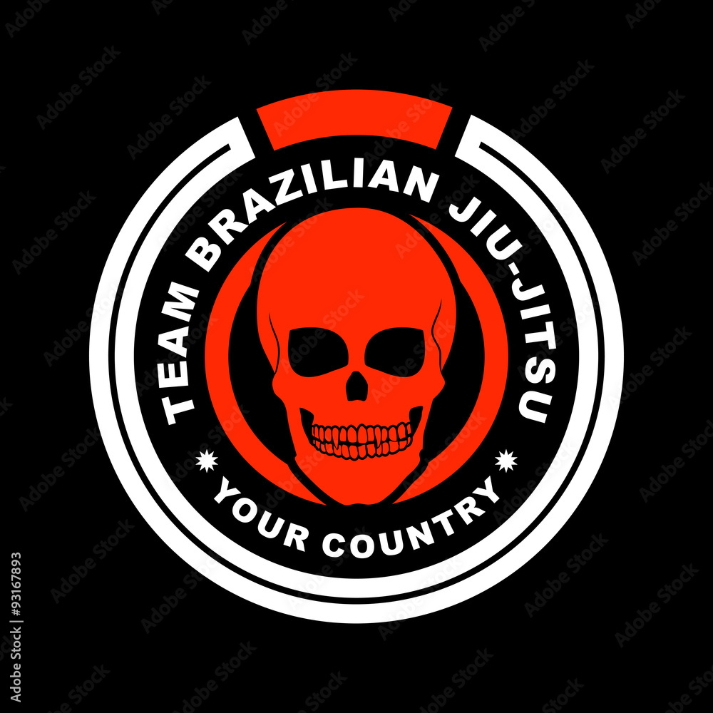 Team Brazilian Jiu-Jitsu with Skull Head Black Background
