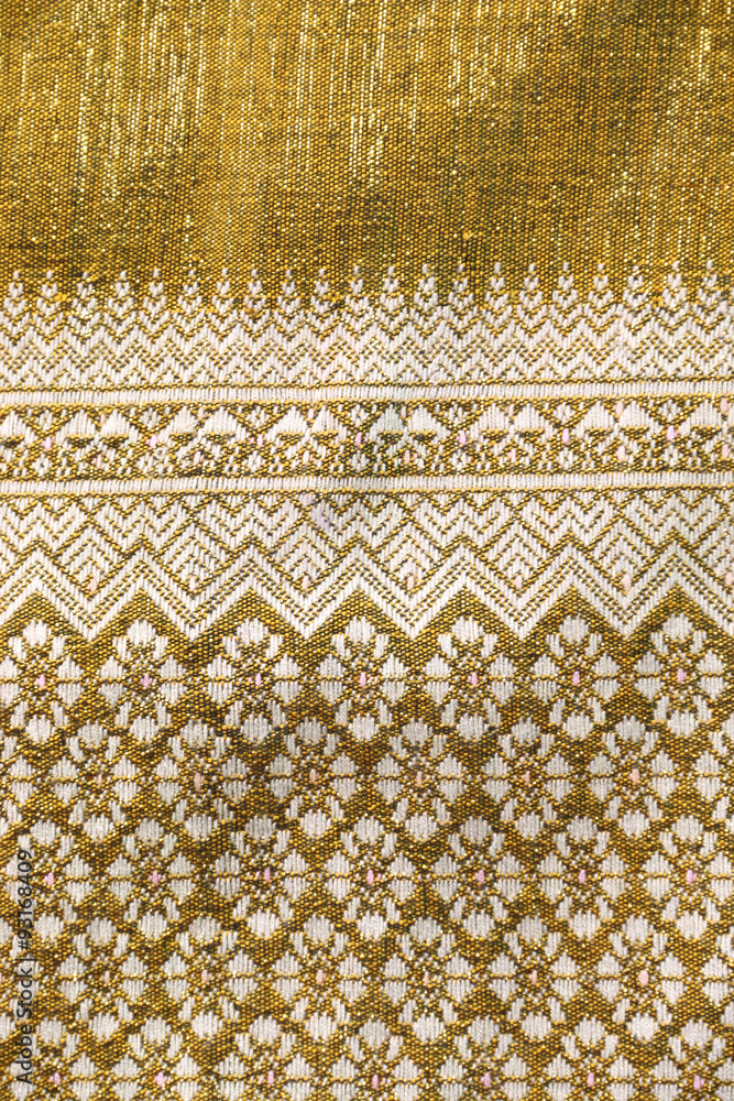 Fototapeta Hand-woven yellow cloth, northern Thailand