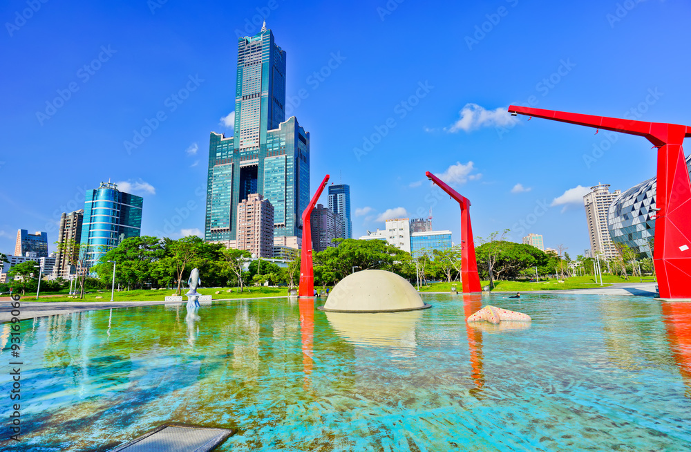 Naklejka premium View of a park in Kaohsiung, Taiwan
