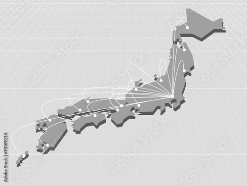 japan Map Network Vector