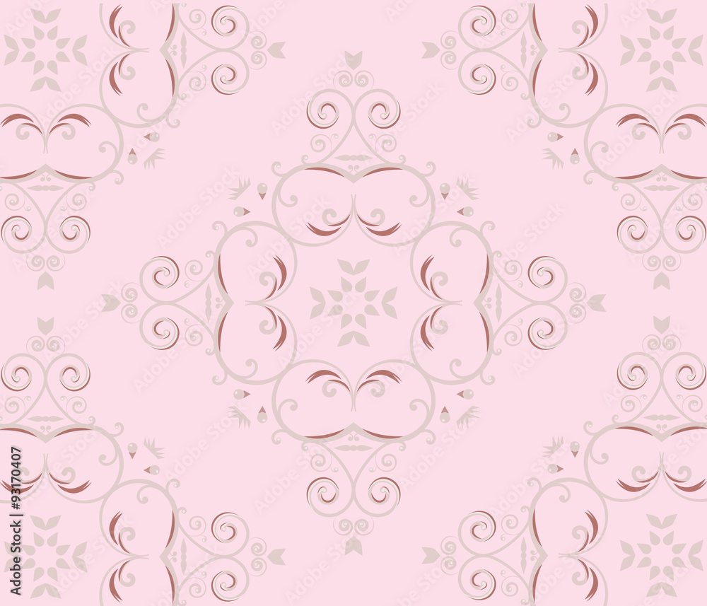 Vintage Classic royal ornament in pale pink. Vector