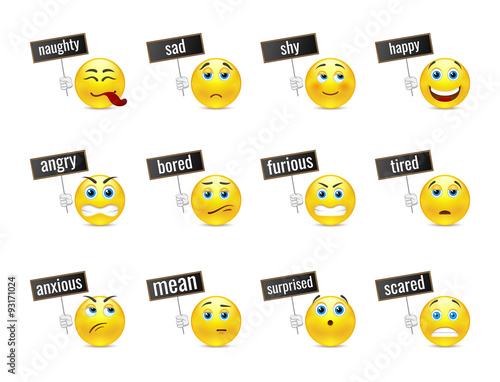 Different smiles emotions