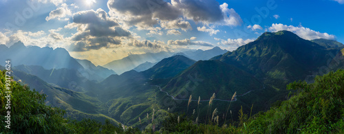 Panorama mountain view en route from Sapa Vietnam 