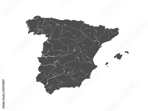 Map of Spain with rivers.