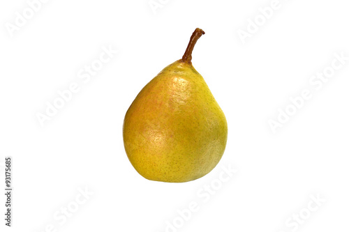 Beautiful yellow pear close-up on a white background.