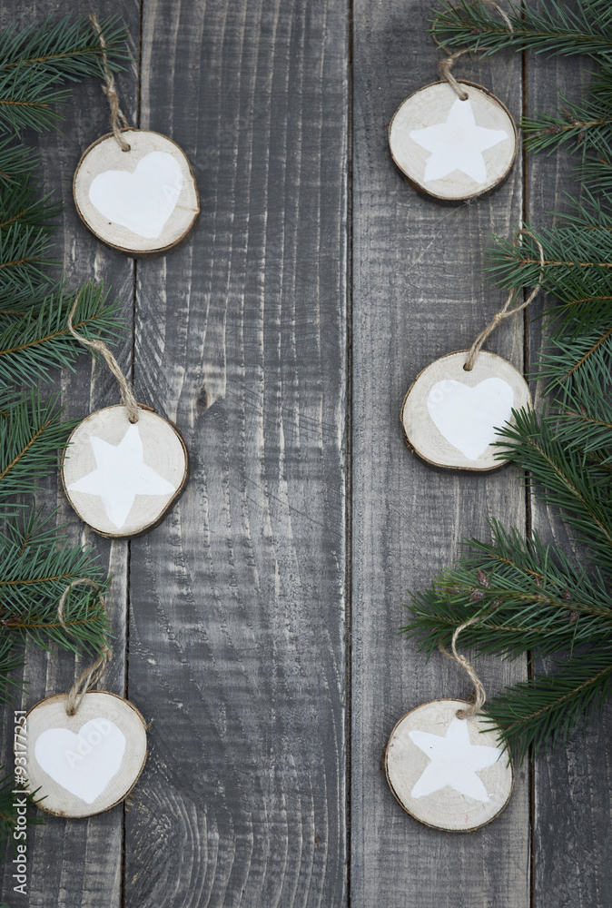Wooden and natural christmas decoration