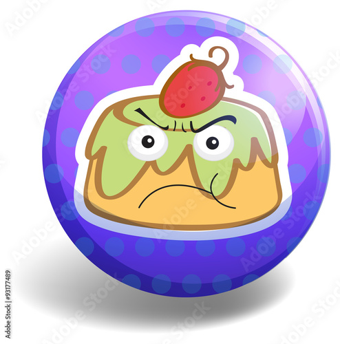 Custard cake on round badge