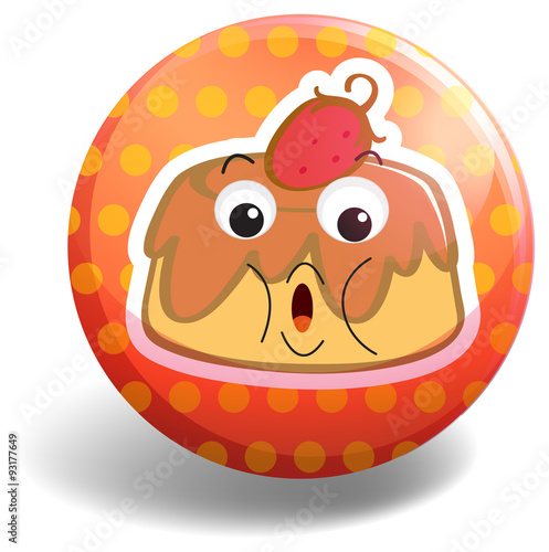 Custard cake on orange badge