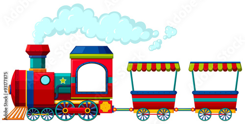 Red train with two carriages