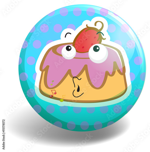Custard cake on round badge