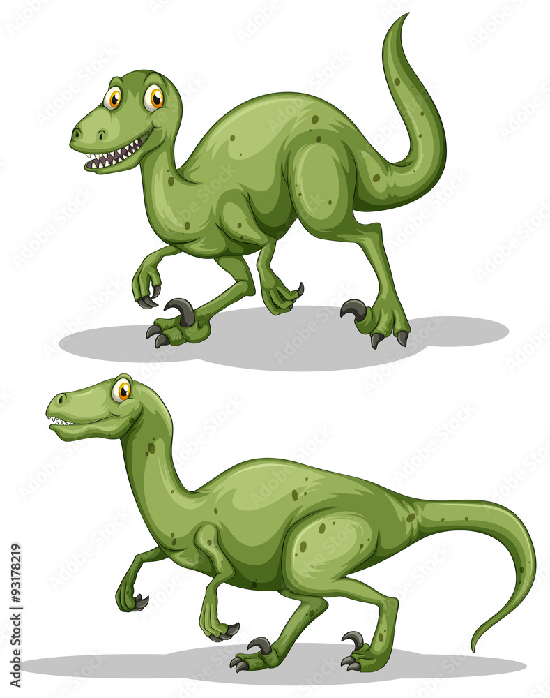 Fototapeta premium Green dinosaur with sharp teeth