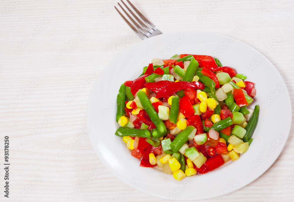 Mixed vegetables on plate