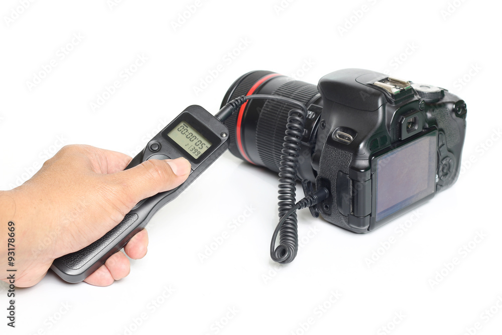 Camera and Timer Remote  isolated on white background
