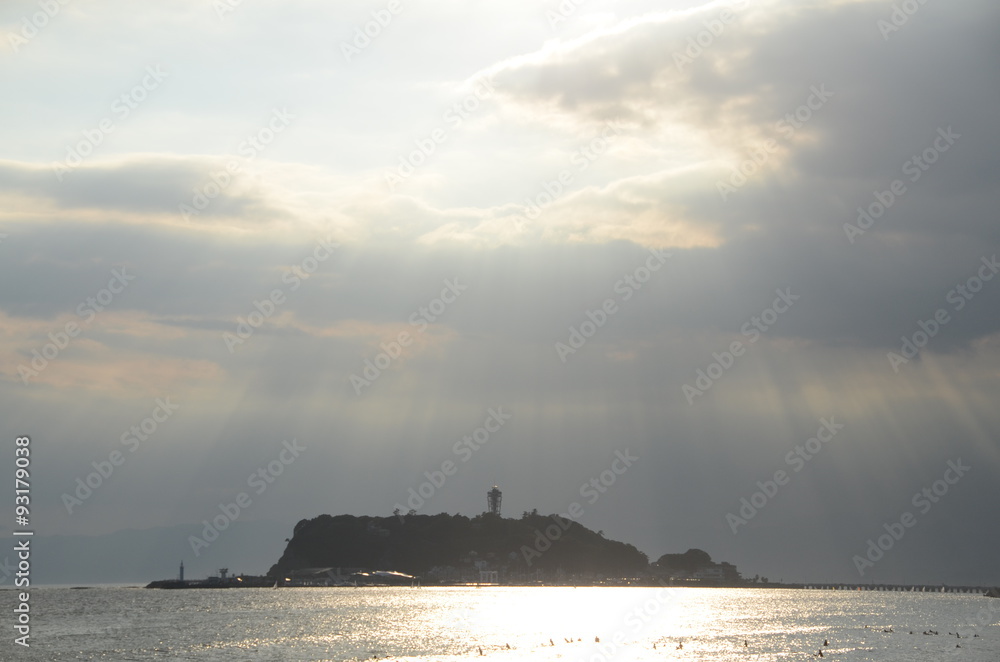 江の島　夕日