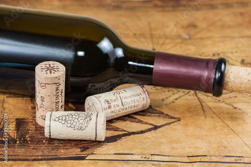 Red wine bottles with corks