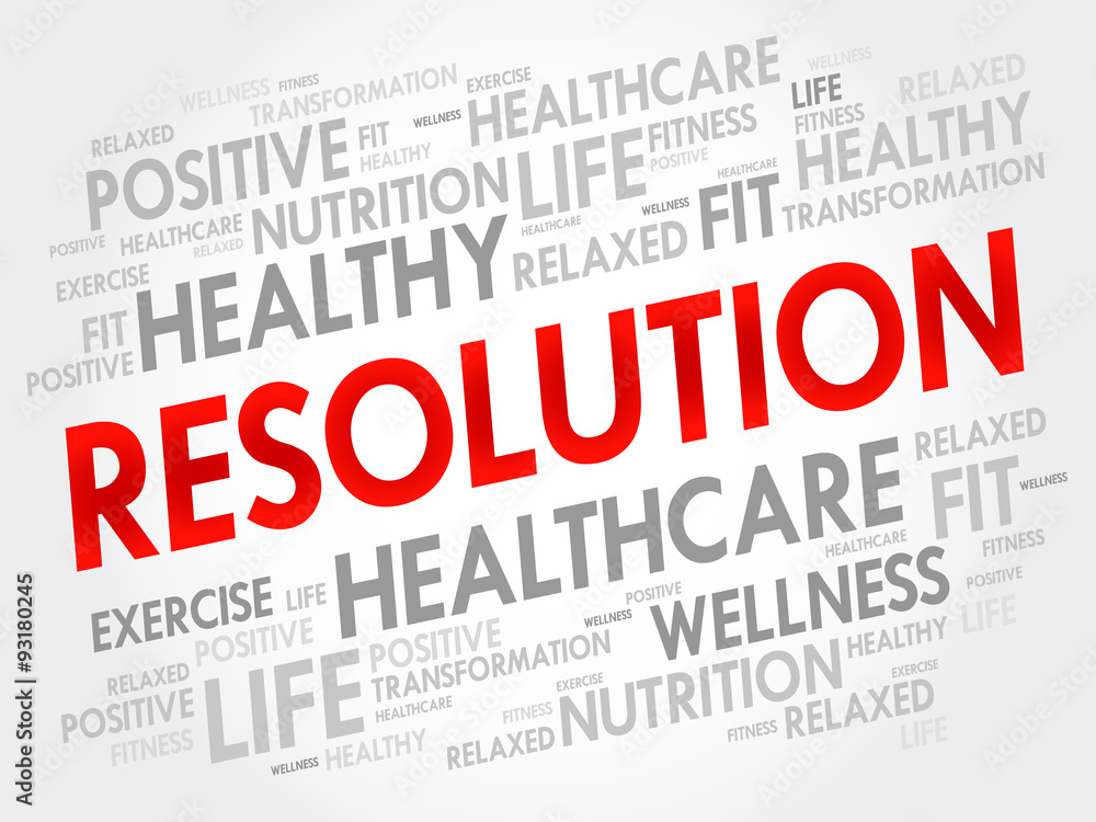 RESOLUTION word cloud, fitness, sport, health concept RESOLUTION word cloud, fitness, sport, health concept