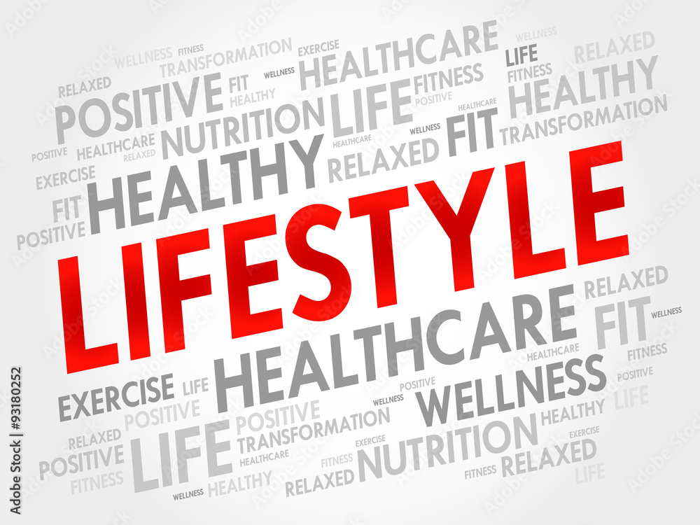 LIFESTYLE word cloud, fitness, sport, health concept LIFESTYLE word cloud, fitness, sport, health concept