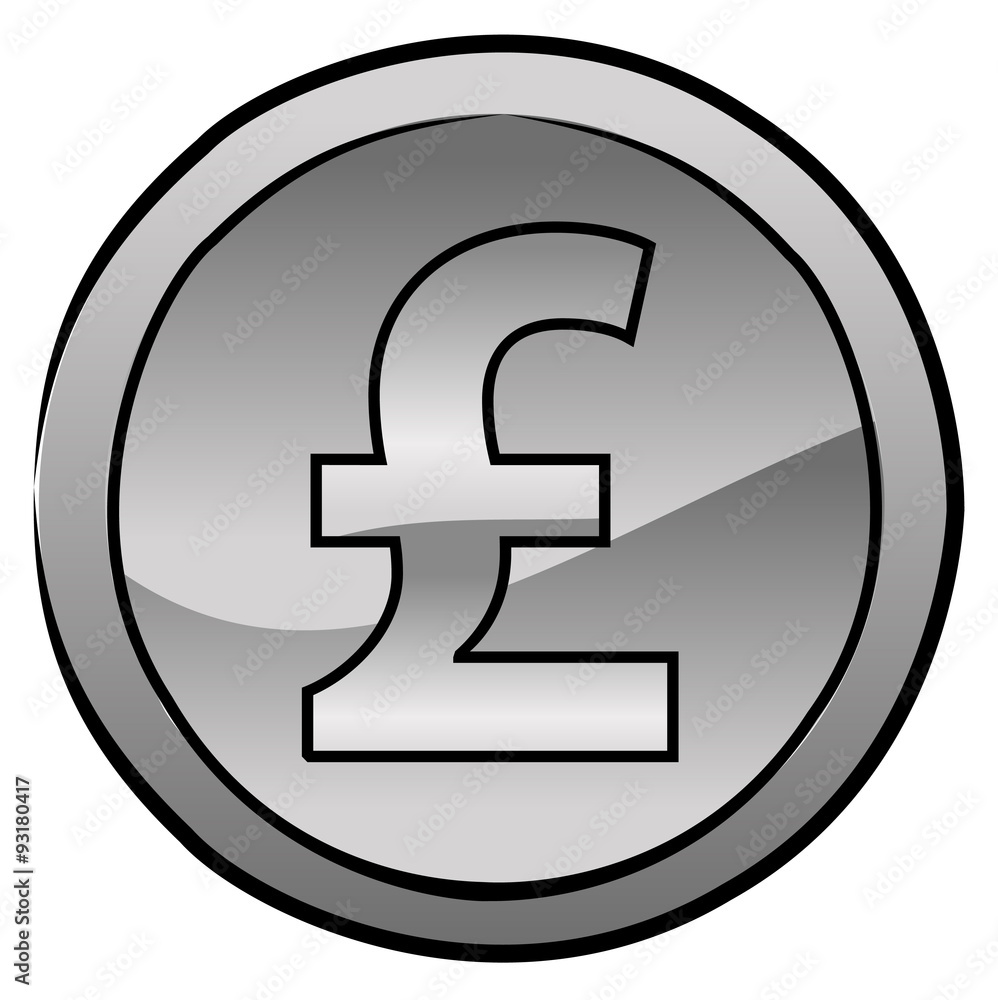 British sterling or pound coin vector icon image British sterling or pound coin vector icon image