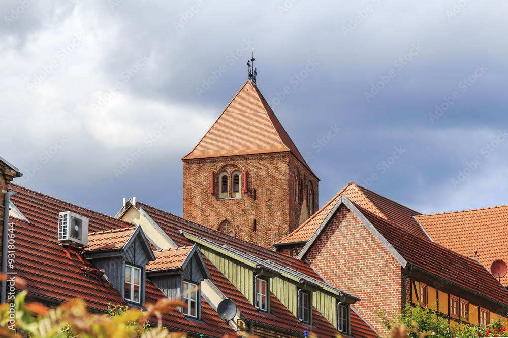 Plau am See, Dachlandschaft Marienkirche