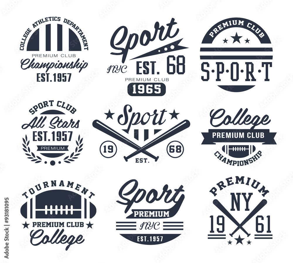 Fototapeta premium Monochrome Sport Emblems, Labels, Badges, Logos Vector