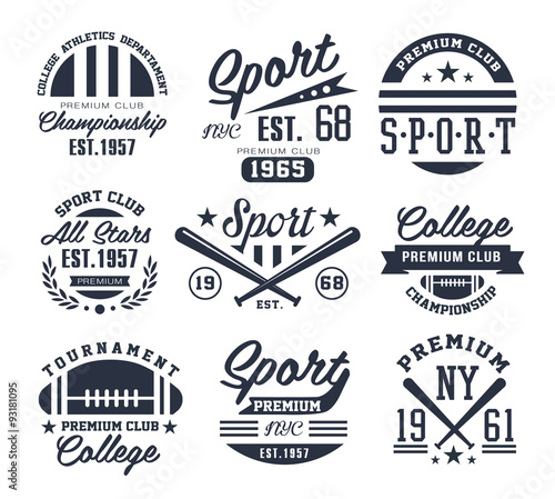 Monochrome Sport Emblems, Labels, Badges, Logos Vector