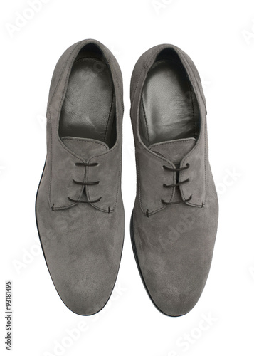 Luxury gray suede shoes isolated om white background © colos