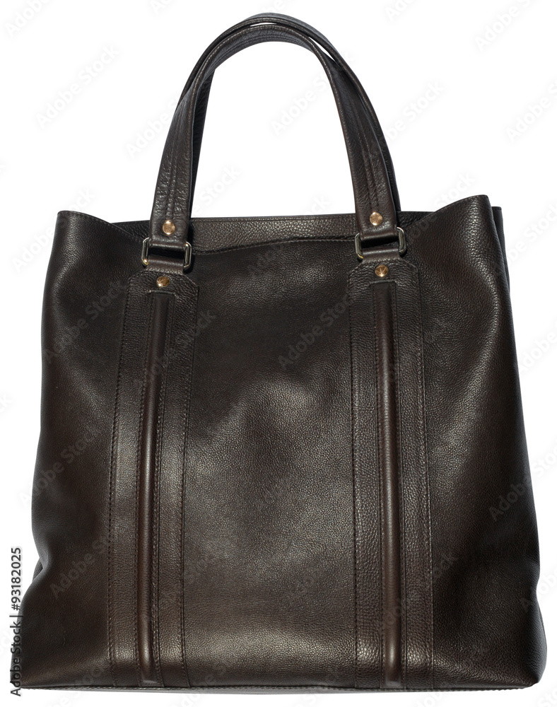 Black female leather bag isolated on white Black female leather bag isolated on white