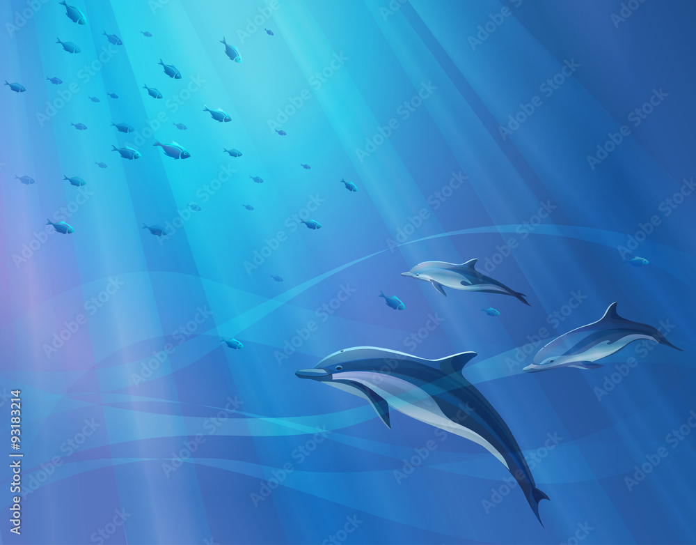 Naklejka premium background with dolphins