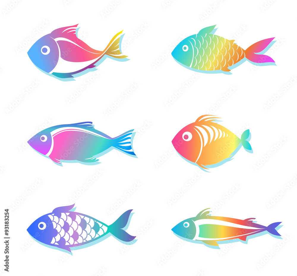 rainbow fish silhouettes