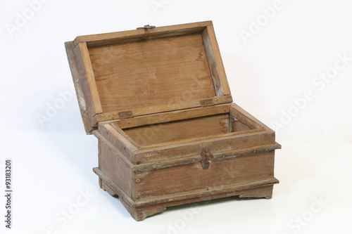 Thailand ancient wooden chest on a white background.