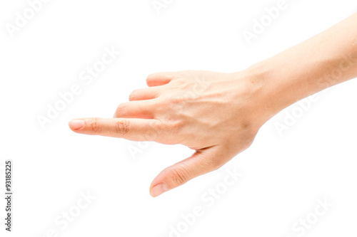 Woman hands on white background
