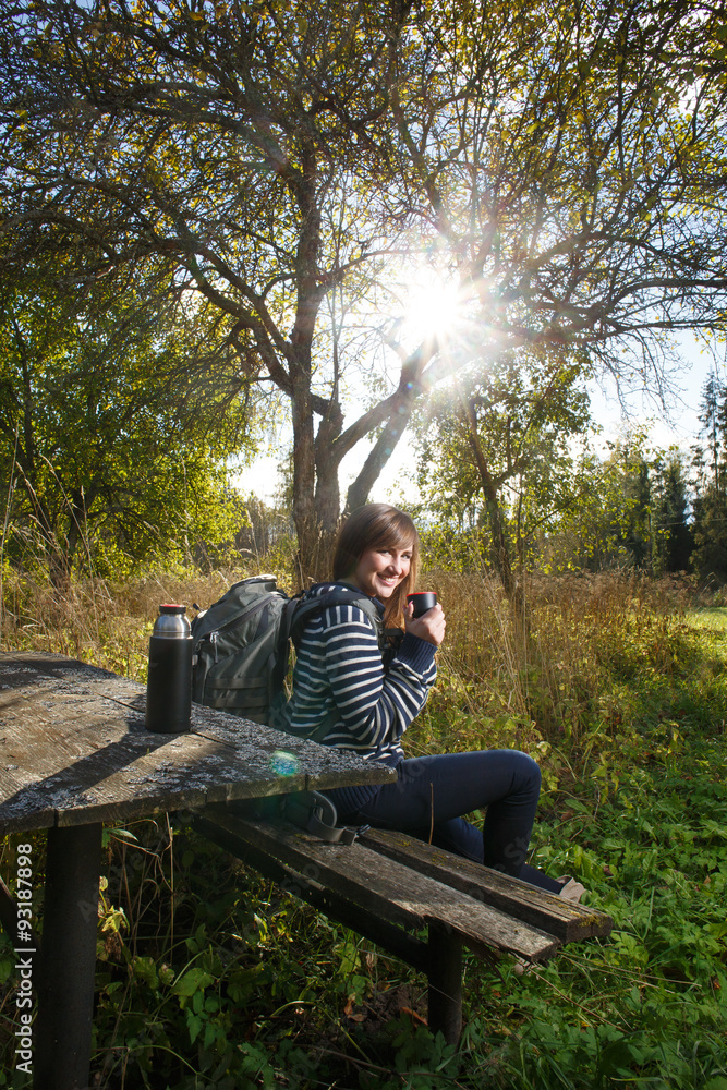 Fototapeta premium Hiker resting