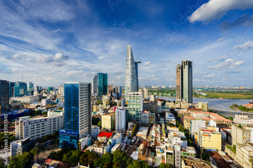 Saigon skyline in sunset, Vietnam. Saigon is the largest city and economic center in Vietnam with population around 10 million people. It is also a popular tourist destination of Asia.