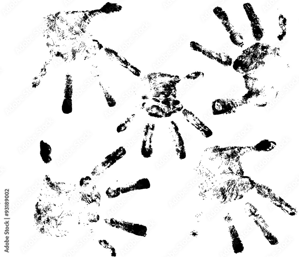 Obraz premium Vector handprints, black isolated on white