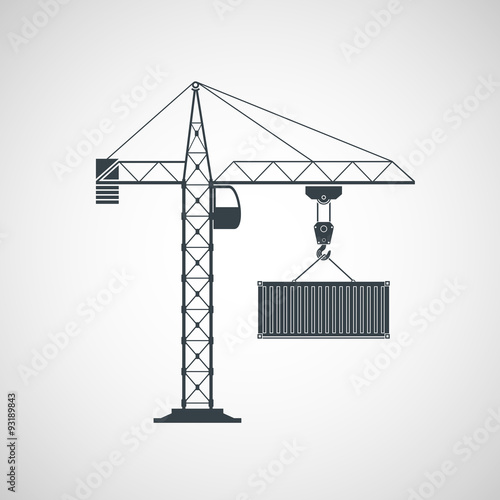 The crane lifts the container.