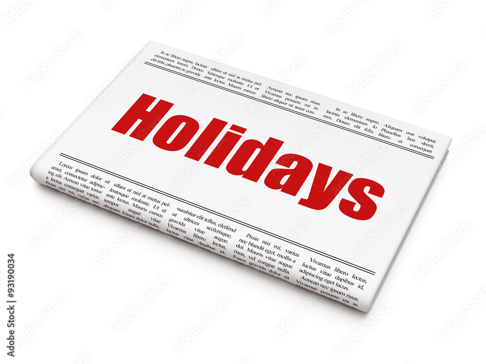 Holiday concept: newspaper headline Holidays Holiday concept: newspaper headline Holidays