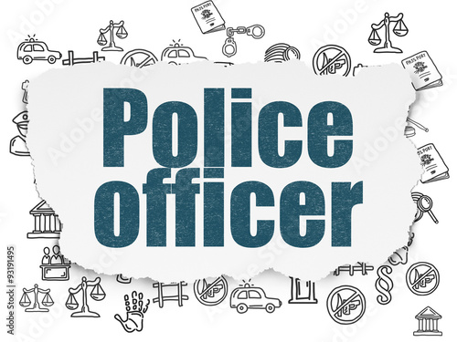 Law concept  Police Officer on Torn Paper background