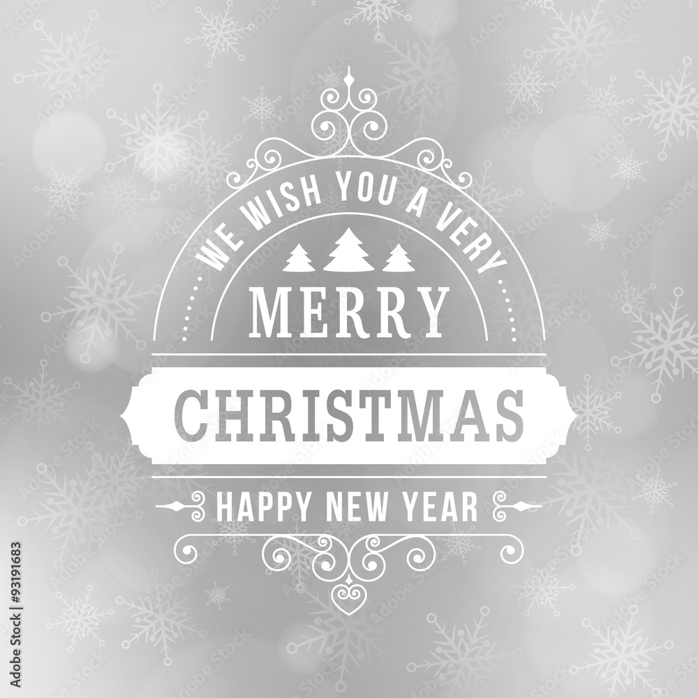 Naklejka premium merry christmas vintage curl background